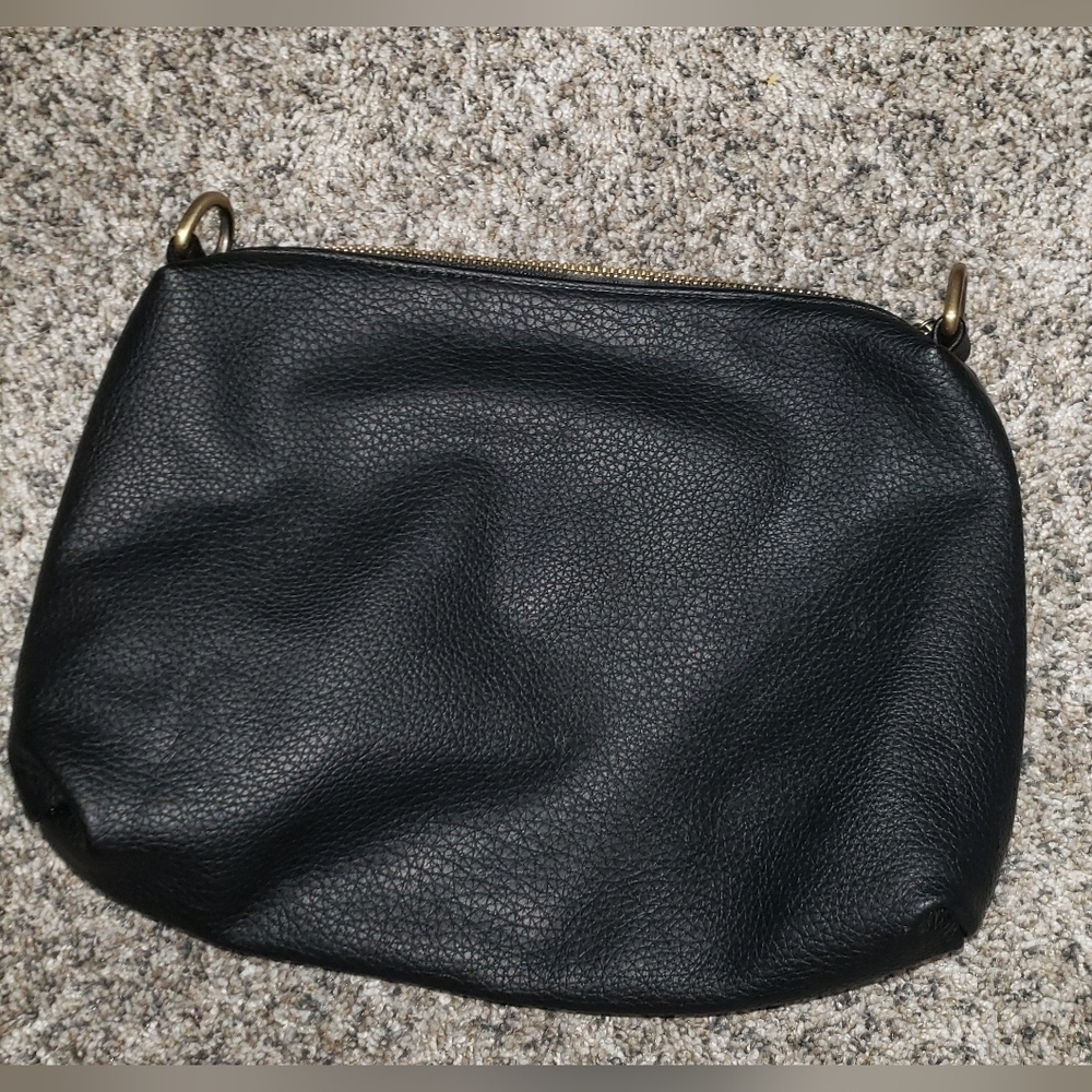 Joy Susan Black Bag with Textured Vegan Leather and Gold Hardware